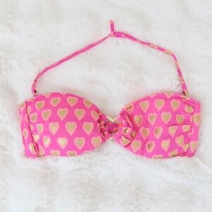 Victoria's Secret Pink Bandeau Bikini Top with Gold Hearts
